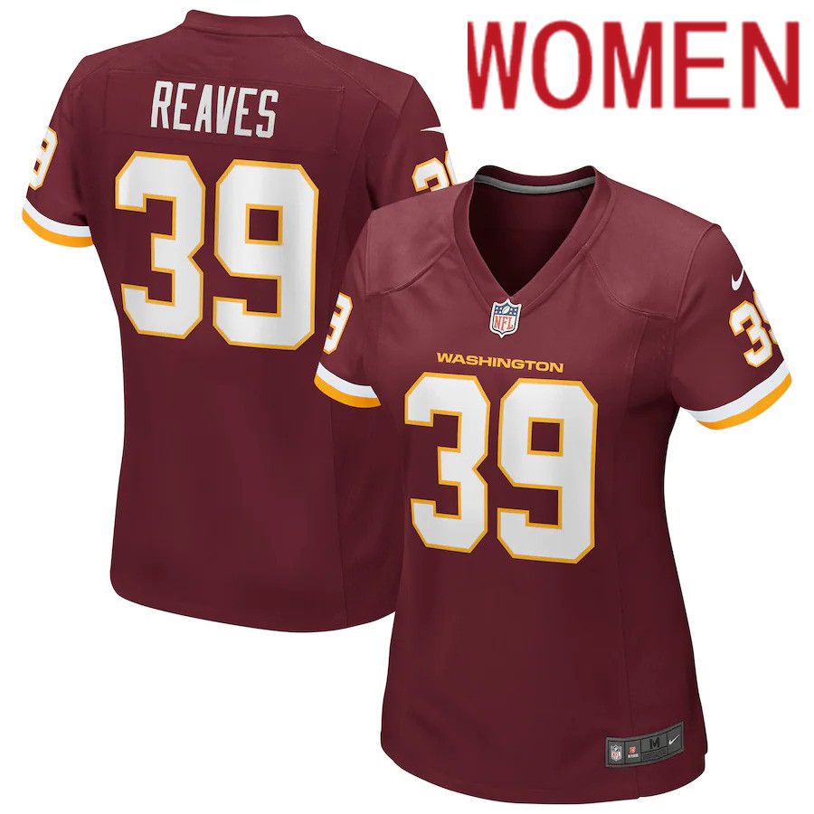 Women Washington Redskins 39 Jeremy Reaves Nike Burgundy Game Player NFL Jersey